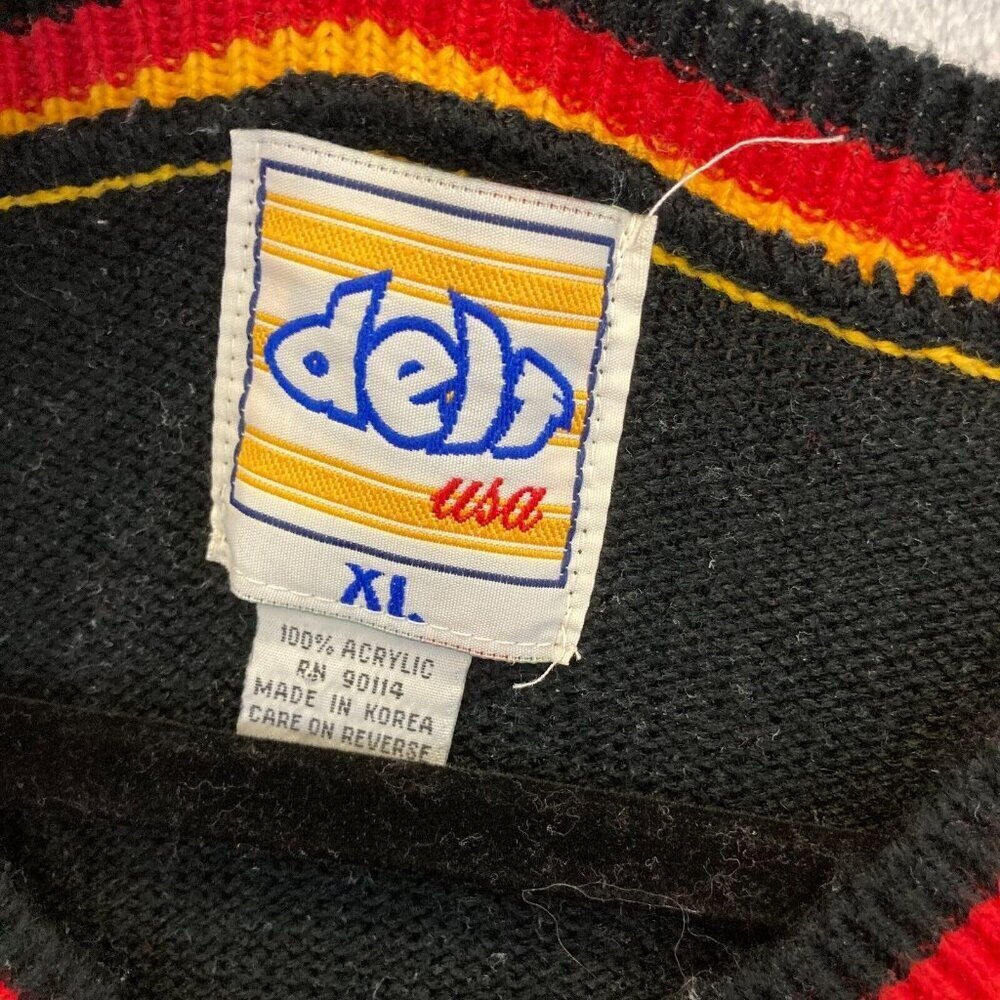 Delf USA‎ Vintage Knit Sweater Vest Mens XL Black Red Hip Hop Retro 90s Y2K - Picture 3 of 13